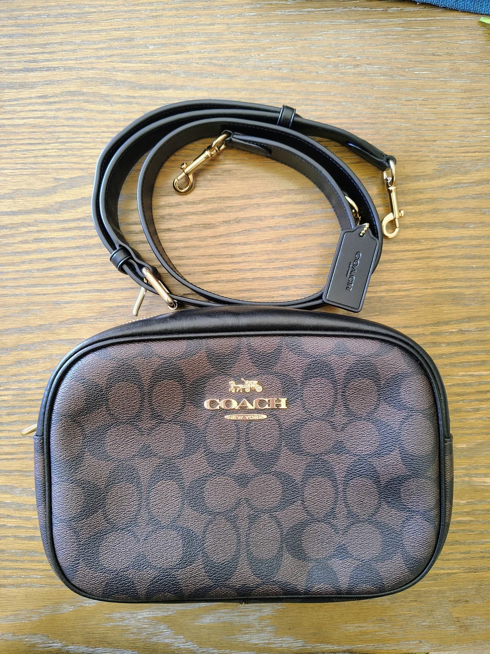 Coach Signature Jamie Camera Bag Brown/Black CA547 NWT